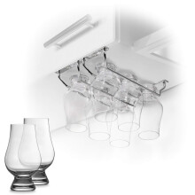 Cairncradle Whisky Glass Rack - Under kabinet whisky smag briller Holder opbevaringsoph?ng Metalarrang?r til bark?kken (2 p? tv?rs af x 3 dyb pol