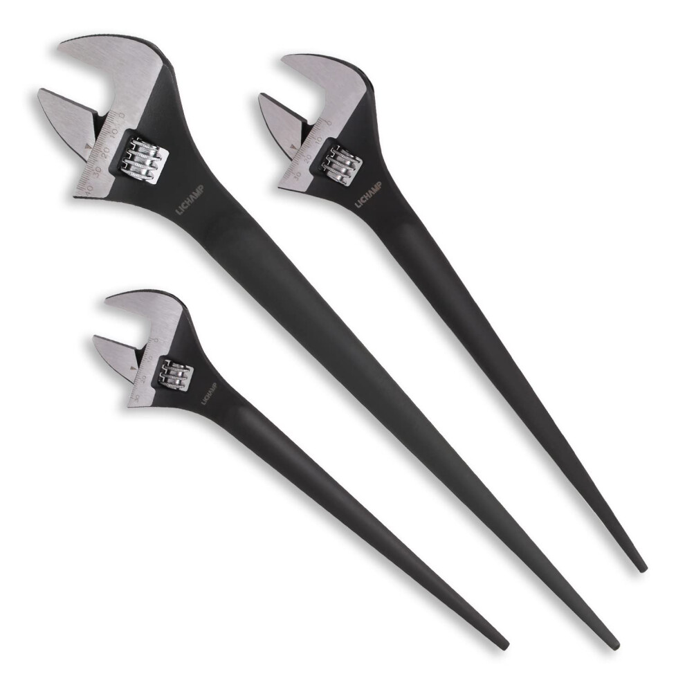 Lichamp 3-Pack Adjustable Construction Spud Wrench Set 10 12 16 Inches 741025731134