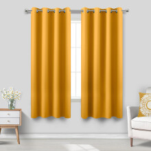 KOUFALL Yellow Curtains 63 Inch Length for Kitchen Living Room,Window Treatments Curtain Drapes with Grommet,2 Panels