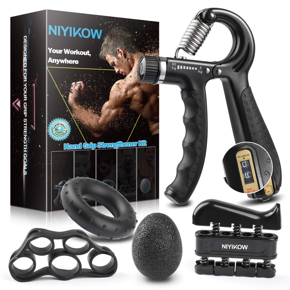 NIYIKOW Grip Strength Trainer Kit (5 Pack) Counting Grip Strength Ad