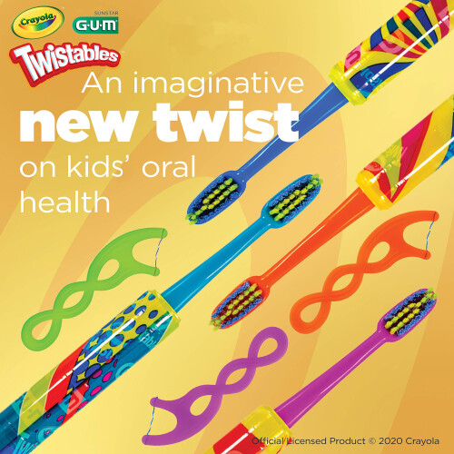 GUM Crayola Twistables Παιδική Οδοντόβουρτσα με Στριφτό Κεφάλι, Μαλακές Τρίχες, 3+ Ετών 1
