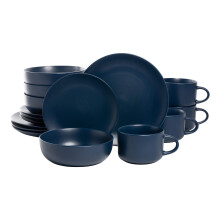 10 Strawberry Street Wazee Matte Coupe Dinnerware Set  16 pc  Midnight