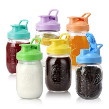Aieve 6-pak Mason Jar L?g Almindelig Mund H?ldetud L?g med Flip Top konservering L?g til Ball Mason Krukker til Drikke & Opbevaring M?lk Kaffe Le
