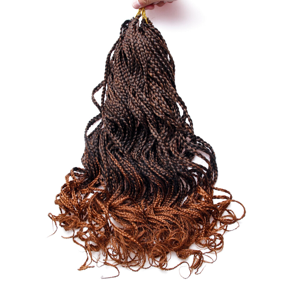 Byksvioc Unisex Black Goddess Curly Box Braids Crochet Hair For Women 3X Wavy Box Braided Hair Extension Synthetic Fiber Braiding Hair 18Inch, 1B/30