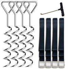 Eurmax USA Trampoline Stakes Heavy Duty Trampoliinin osat Korkkiruuvin muotoiset terksiset panokset Ankkurisarja T-koukulla trampoliinia varten - 4