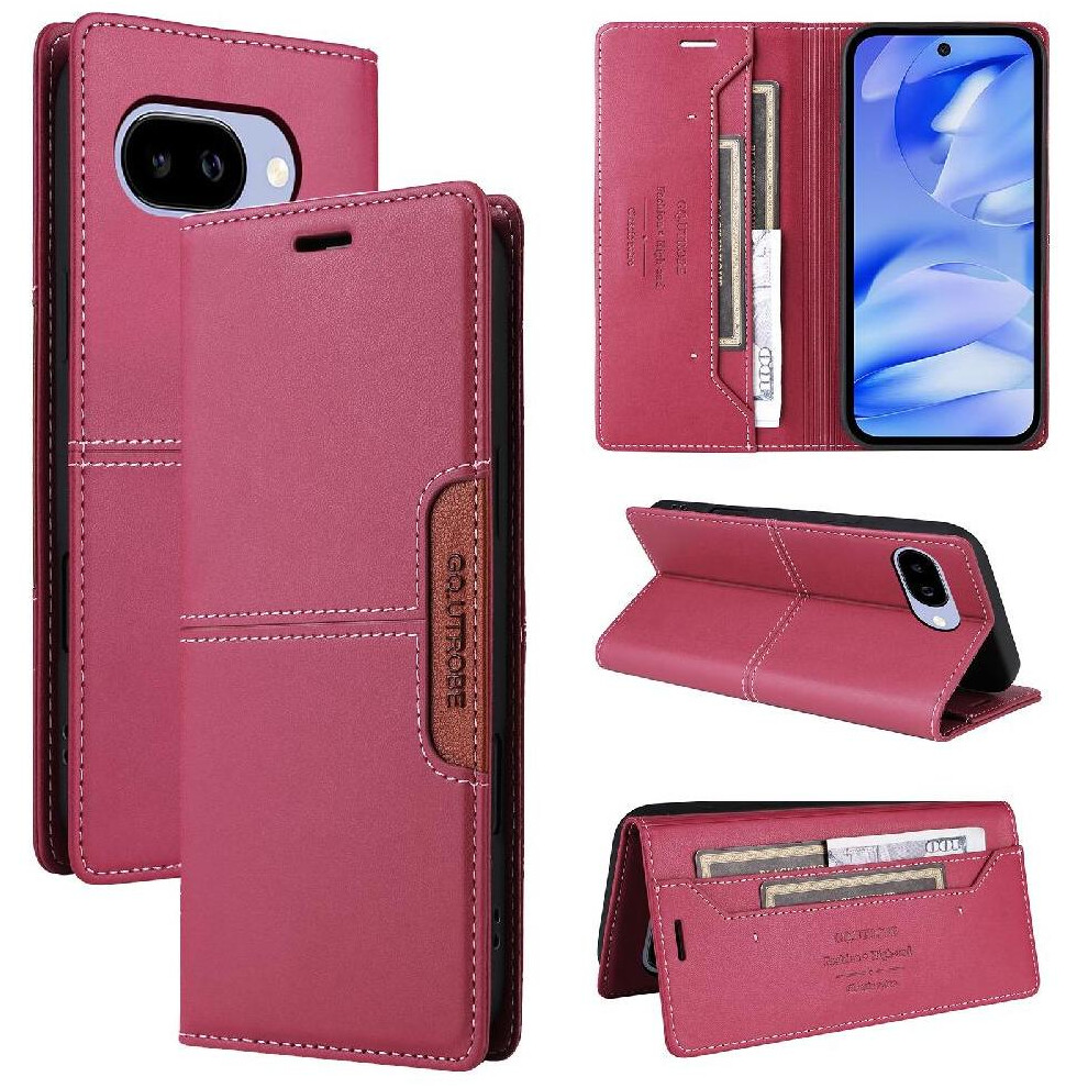 (Red) Flip Case For Google Pixel 9A Wallet Flip Cover Rfid Blocking Shockproof Red 764490290036
