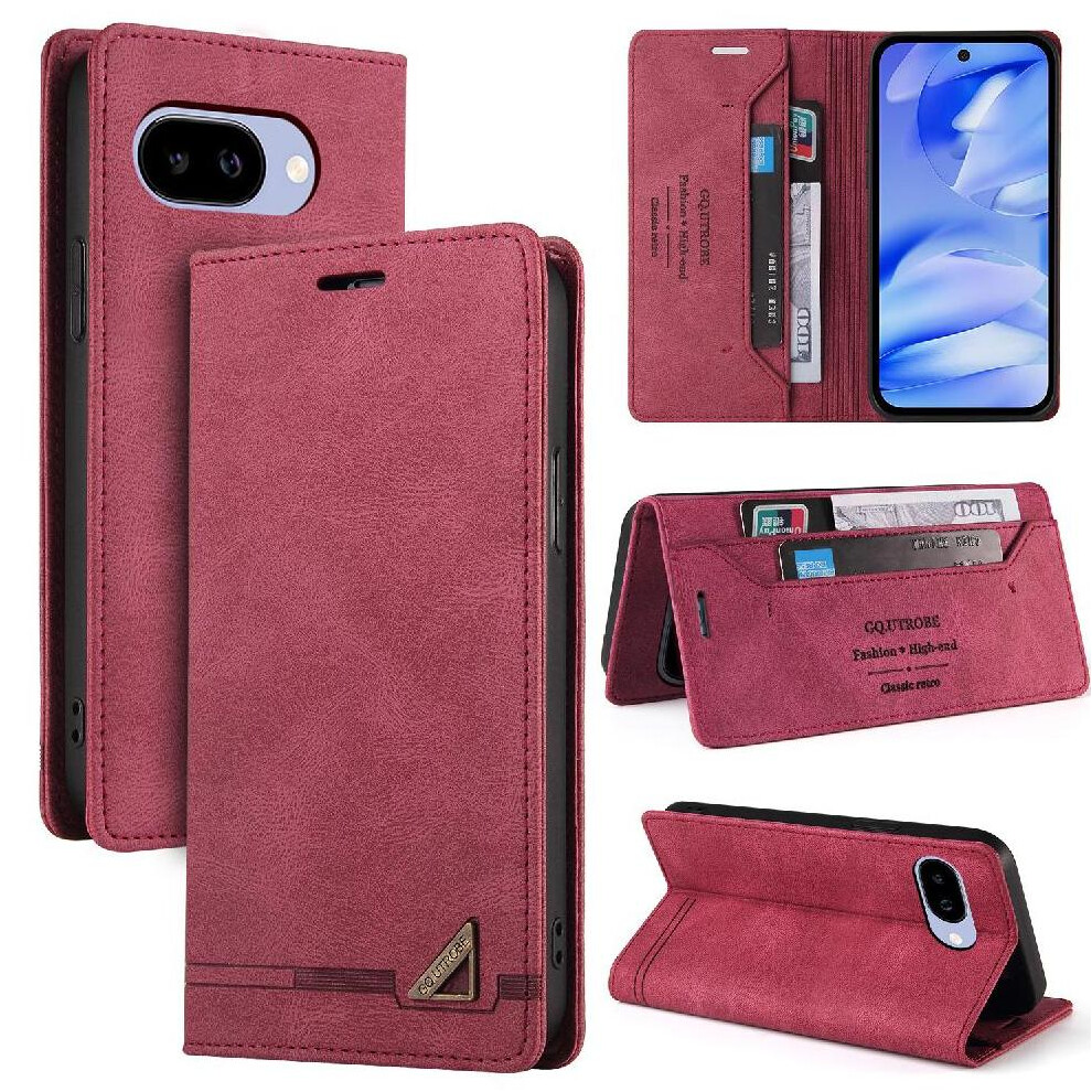 (Brown) Case For Google Pixel 9A Two Card Slots Premium Leather Kickstand Premium Leather Brown 764490290111