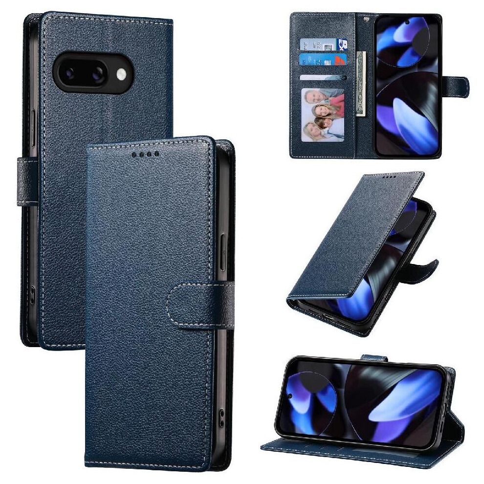 (Dark ) Case For Google Pixel 9A Shockproof Card Slots Magnetic Closure Daily Use Blue 764490290395