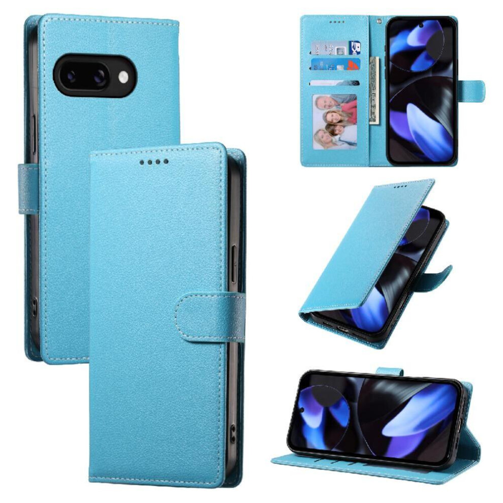 (Light ) Case For Google Pixel 9A Shockproof Card Slots Magnetic Closure Daily Use Blue 764490290418
