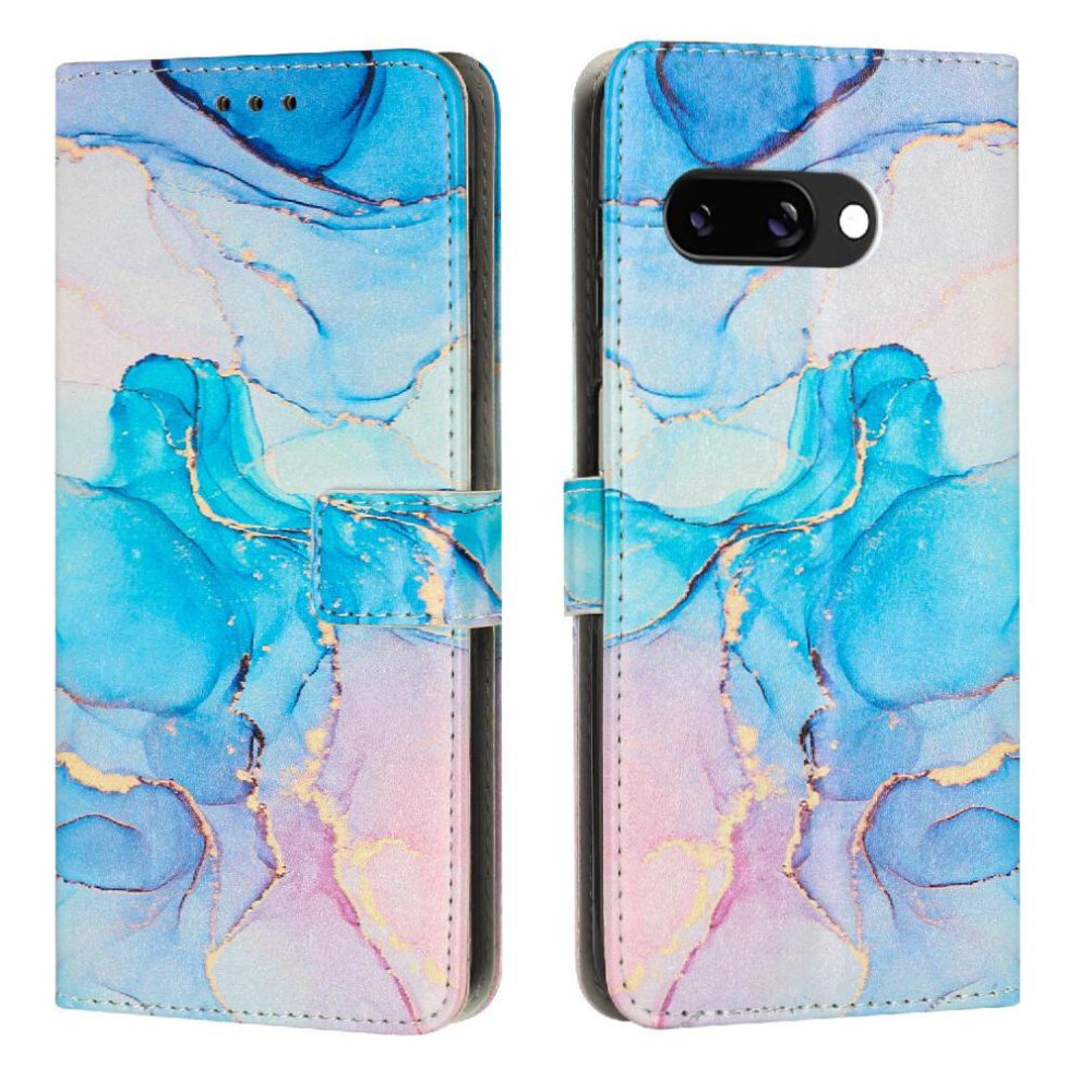 (Soft ) Flip Case For Google Pixel 9A Buckle Flap Painted Marble Wallet Case Card Insertion Green 764490290807
