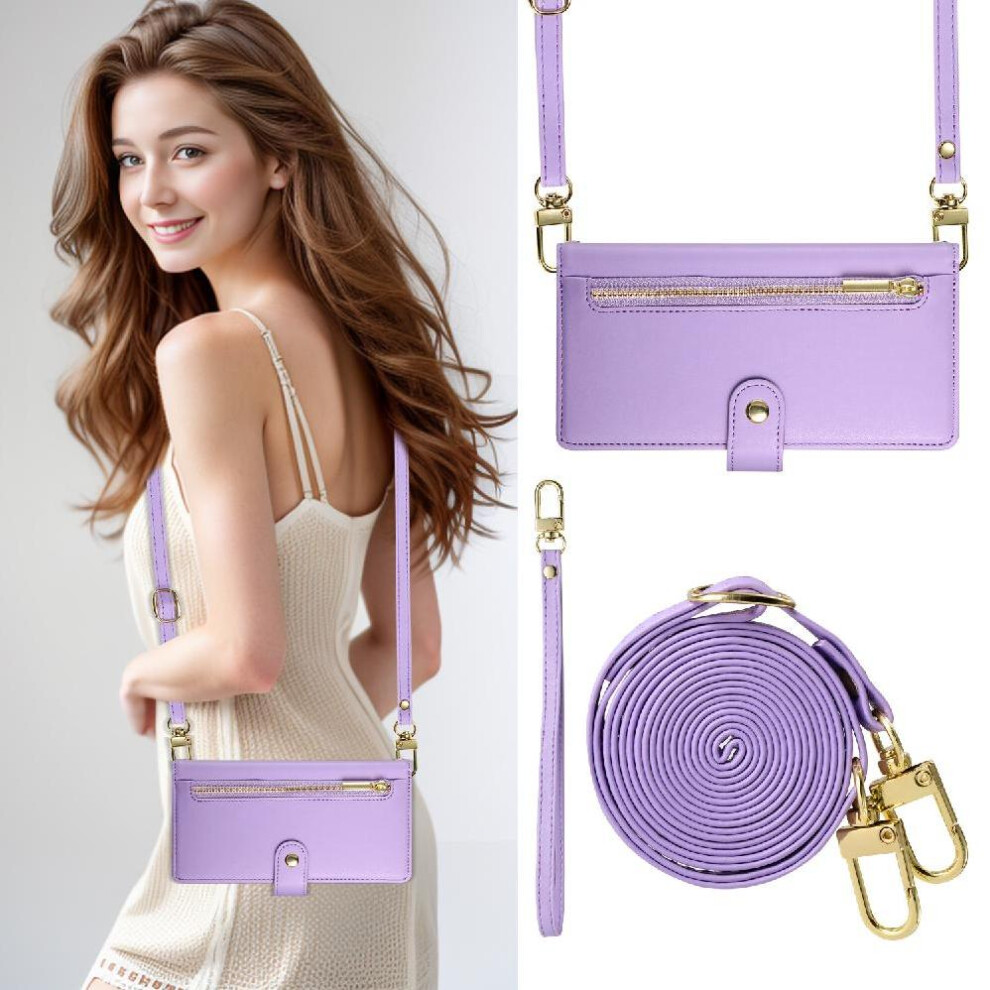 (Purple) Flip Case For Google Pixel 9A Business Multifunctional Wallet Crossbody Strap Stand Purple 764490291149