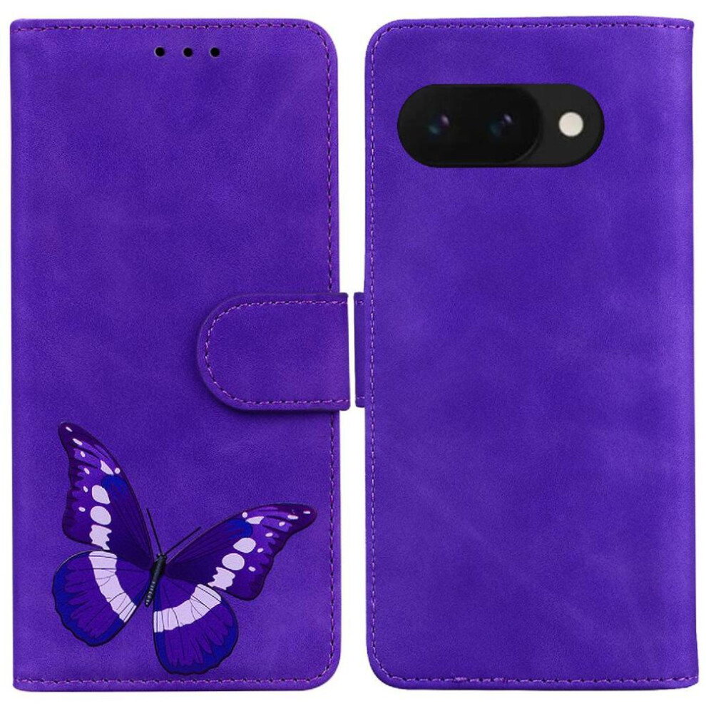 (Purple) Flip Case For Google Pixel 9A Color Printed Butterfly Card Slots Wallet Flip Folio Cover Purple 764490291842