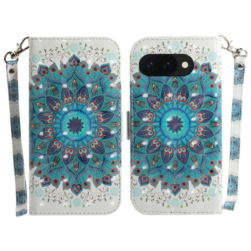 (C3 ) 3D Painted Protective Case For Google Pixel 9A Lanyard Card Slots Magnetic Closure Pu Leather Wallet 764490292016