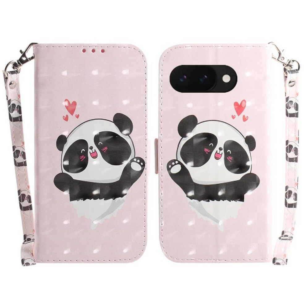 (C7 ) 3D Painted Protective Case For Google Pixel 9A Lanyard Card Slots Magnetic Closure Pu Leather Wallet 764490292061