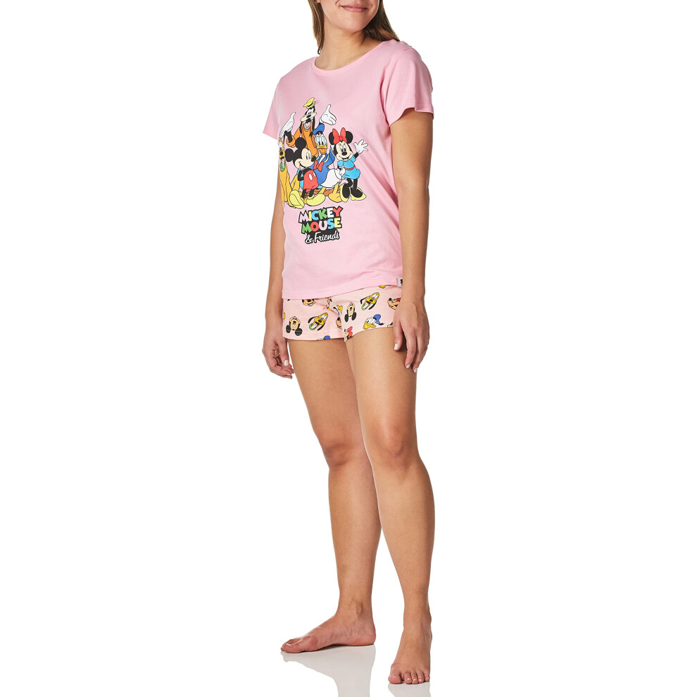 Disney Womens Mickey Mouse Minnie Mouse and Friends Pajamas Pink Small