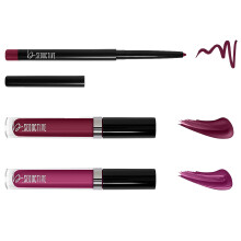 One Click Beauty b.Seducente kit labbra in 3 pezzi Trucco a lunga tenuta Colori labbra liquidi a prova di sbavature e una matita per labbra Finit