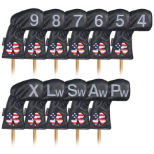 Craftsman Golf vasenktinen golfaaja 11 kpl /setti USA US Flag Clover Nahka Musta Valkoinen Vihre Iron Covers Pnsuojussarja (Musta vasemmalle)