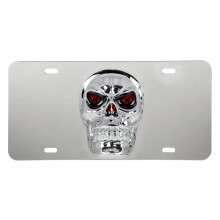 GG Grand General 60286 Placa de nmatriculare din o?el inoxidabil cu 3d Emblema Big Skull 4 gauri Chrome