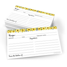 Cartes de receita de girassol 321Done (conjunto de 50) pequenos 3"""" x 5"""" - Da cozinha branca - dupla face para casamentos, ch de beb nupcial