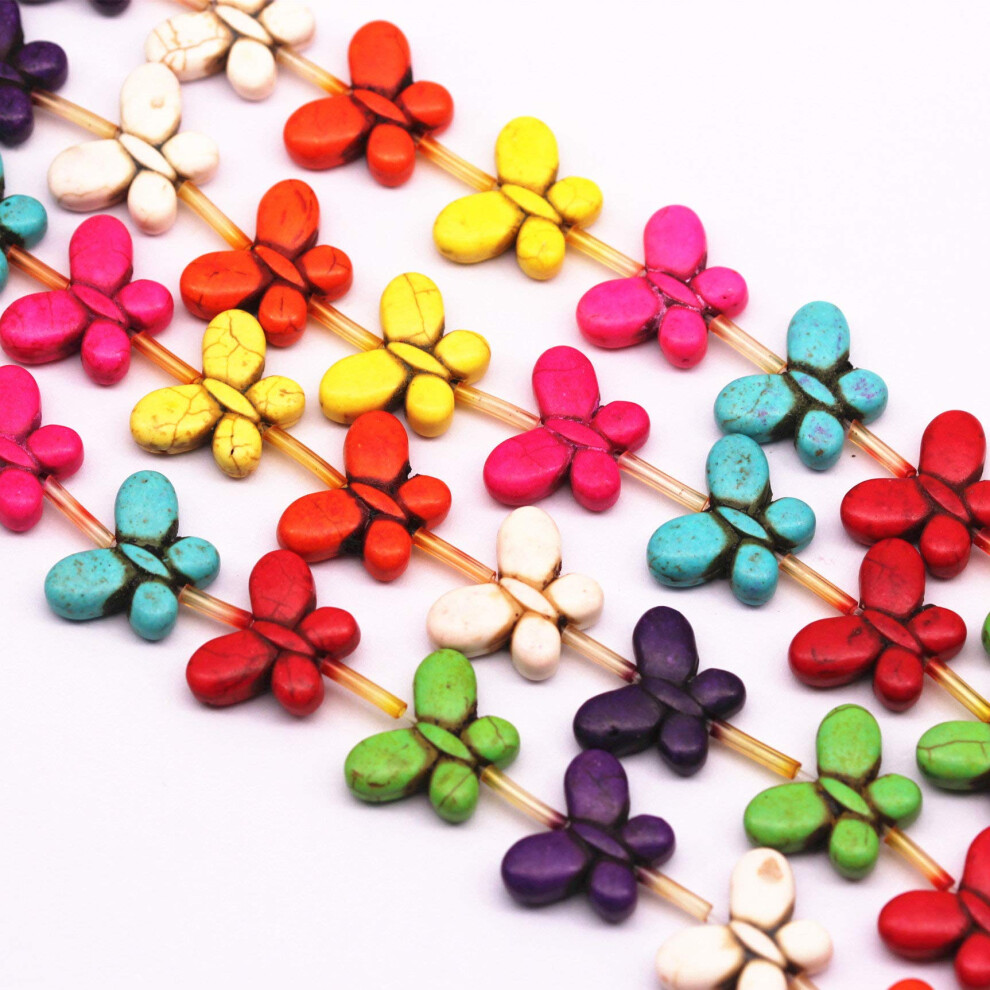 Perline A Farfalla In Turchese Howlite Multicolore, Filo Da 15X20 Mm, 15,5""""-image