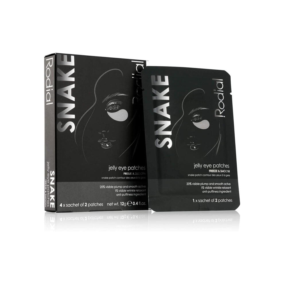 Rodial Snake Jelly Eye Patches (Box of 4 Sachets)  Rejuvenate and Firm  Anti-Puffiness Formula for Under Eyes  Syn-ake Tripeptide for Firmin