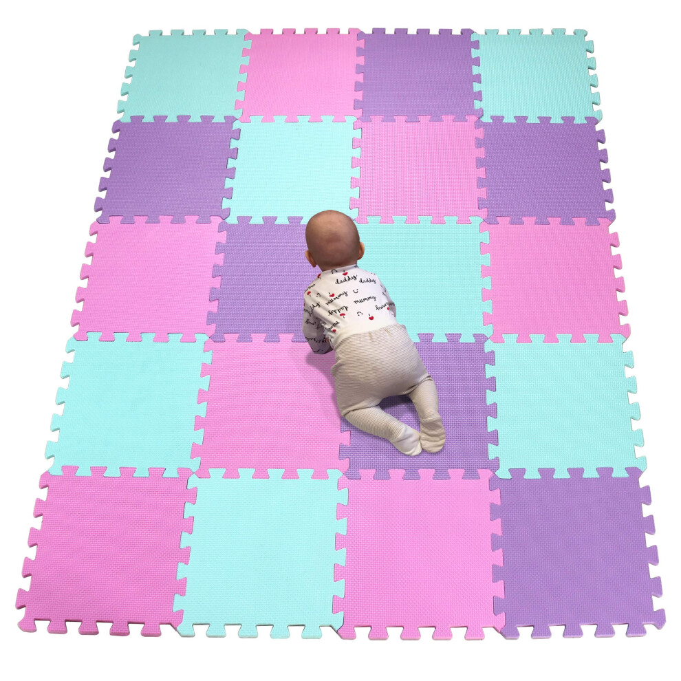 Yiminyuer 20 Tiles (30Cm?30Cm?1Cm Each Tile) Baby Soft Puzzle Play Mats Kids Thick Eva Foam Floor Toddlers & Children's Soft Interlocking
