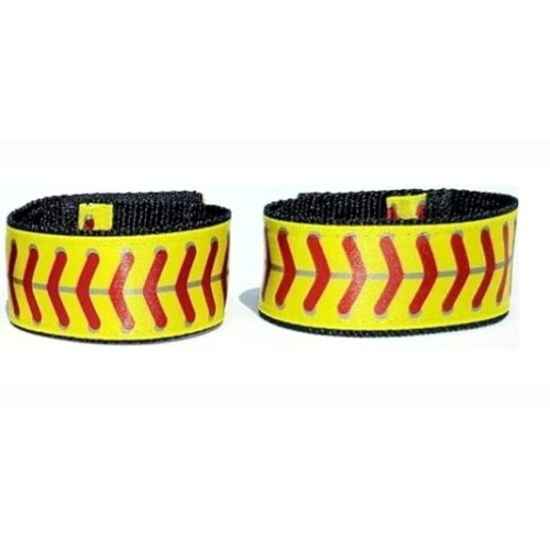 Scrunchies για μανίκια Softball κίτρινα με κόκκινη ραφή (Ζευγάρι)