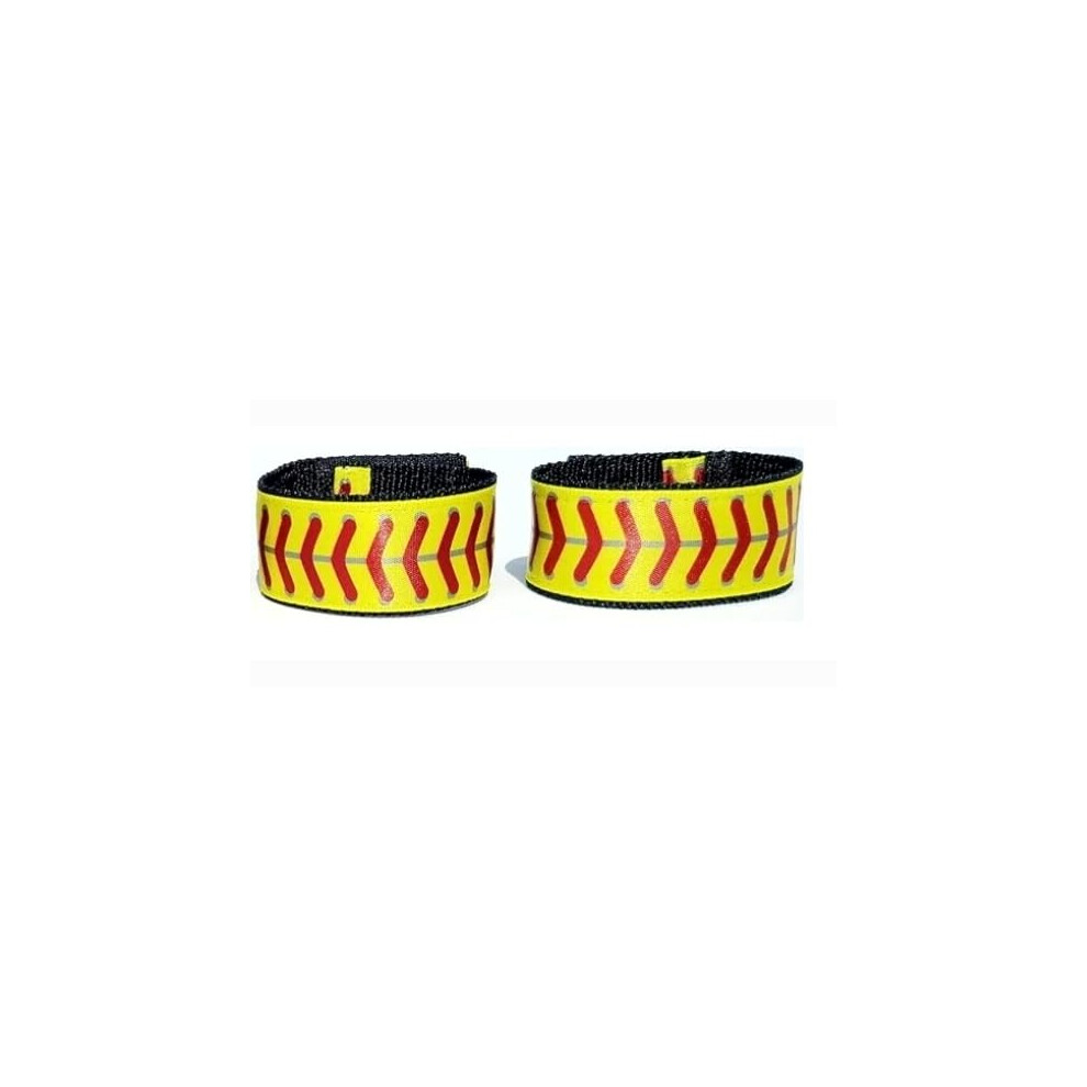 Chouchous pour manches de softball Fastpitch, jaunes avec coutures rouges (paire). Attaches pour manches de softball. Fabriqu   s par l'inventeur a