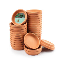 vensovo Mal terakotov podlek na kvetince - 32 ks Mini kulat podlky na kvetince Mal hlinen podnosy na rostliny Perfektn pro 2palcov 2,5pa