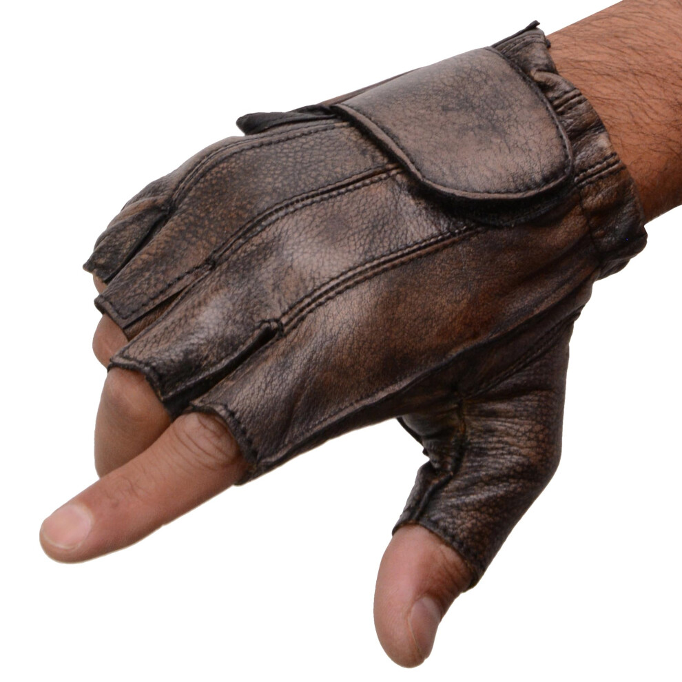Milwaukee Leather MG7561 Gants En Cuir Marron Pour Hommes Avec Paume Rembourr E En Gel-image