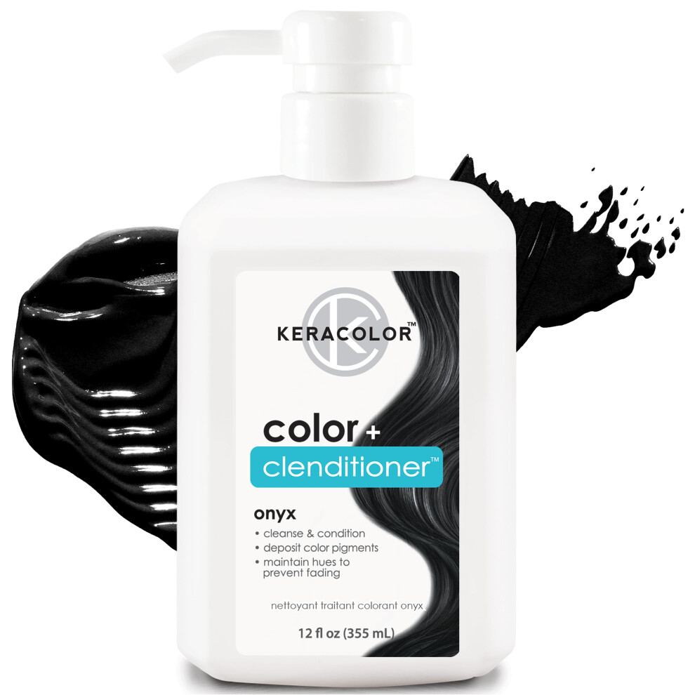 Kerakleur Onyx Keracolor Clenditioner Hair Dye - Semi Permanent Hair Color Depositing Conditioner Cruelty-Free 12 Fl. Oz.