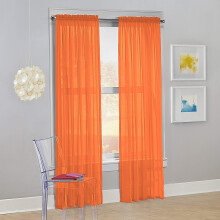 Decotex Set of 2 Sheer Voile Transparent Window Panel Curtain Drapes (54 W X 108 L Orange)
