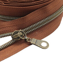 MebuZip Nr. 5 Spulenreiverschlsse aus Nylon in Antik-Messing-Optik, Meterware, Spulen-Reiverschlussrolle, 9,1 m, mit 25 Griffen fr DIY-Nh- und B