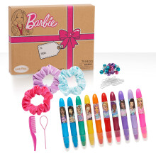 Coffret de 75 accessoires pour cheveux Barbie Deluxe Hair Chalk Salon pour filles, comprenant des chouchous, des perles et un outil