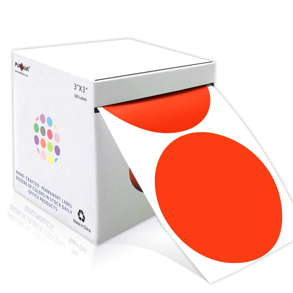Parlaim 3Palcov Kulat Permanentn Lepic Nlepky S Barevnm Kdem 500 Bodu Na Roli Krabicka Na Ttky Oranov Nlepky S Kruhem Inventre-image