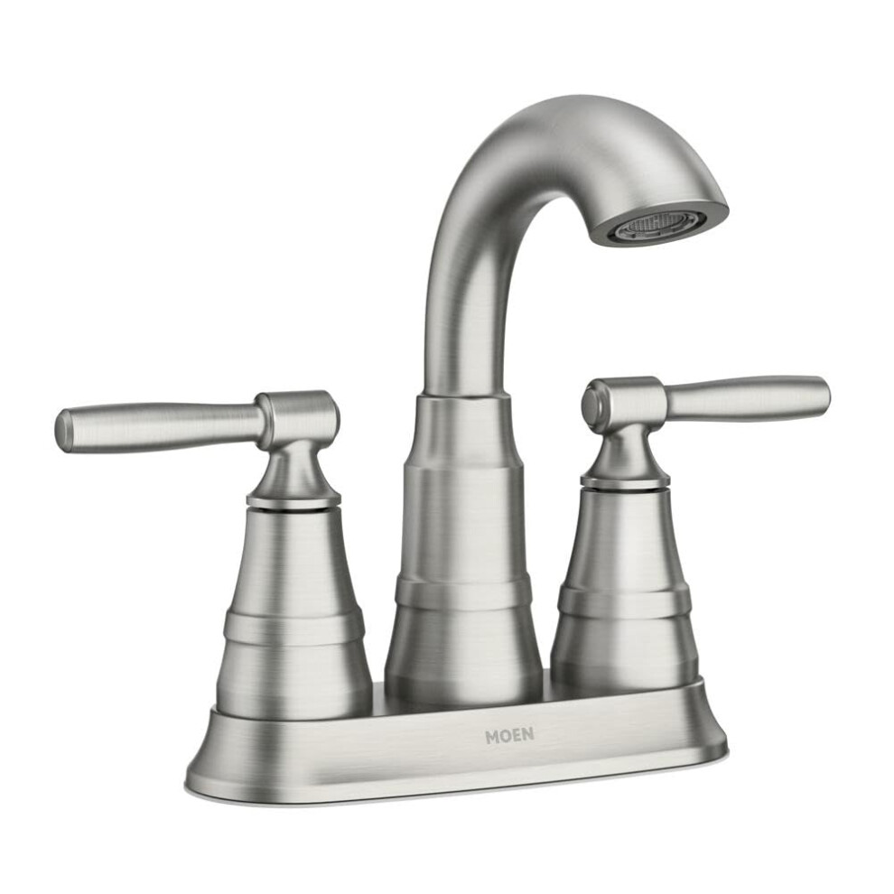 Robinet de lavabo de salle de bain     deux poign   es avec ensemble de vidange Moen Halle Spot Resist en nickel bross    84971SRN