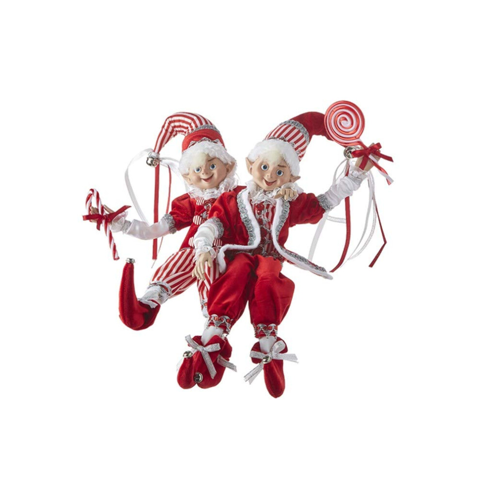 Raz Imports 2021 Peppermint Parlor Figurina Elfo Snodabile Da 16 Pollici Assor-image