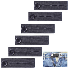 AXEN - 6 piezas de extensores de cintura el?stica, extensores de cintura ajustables con bot?n para pantalones, jeans, paquete de 6, color negro