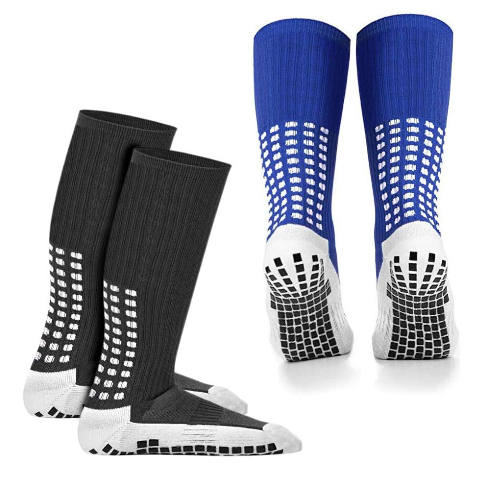 Lot de 2 paires de chaussettes montantes antid   rapantes avec semelle en silicone pour football, basket-ball