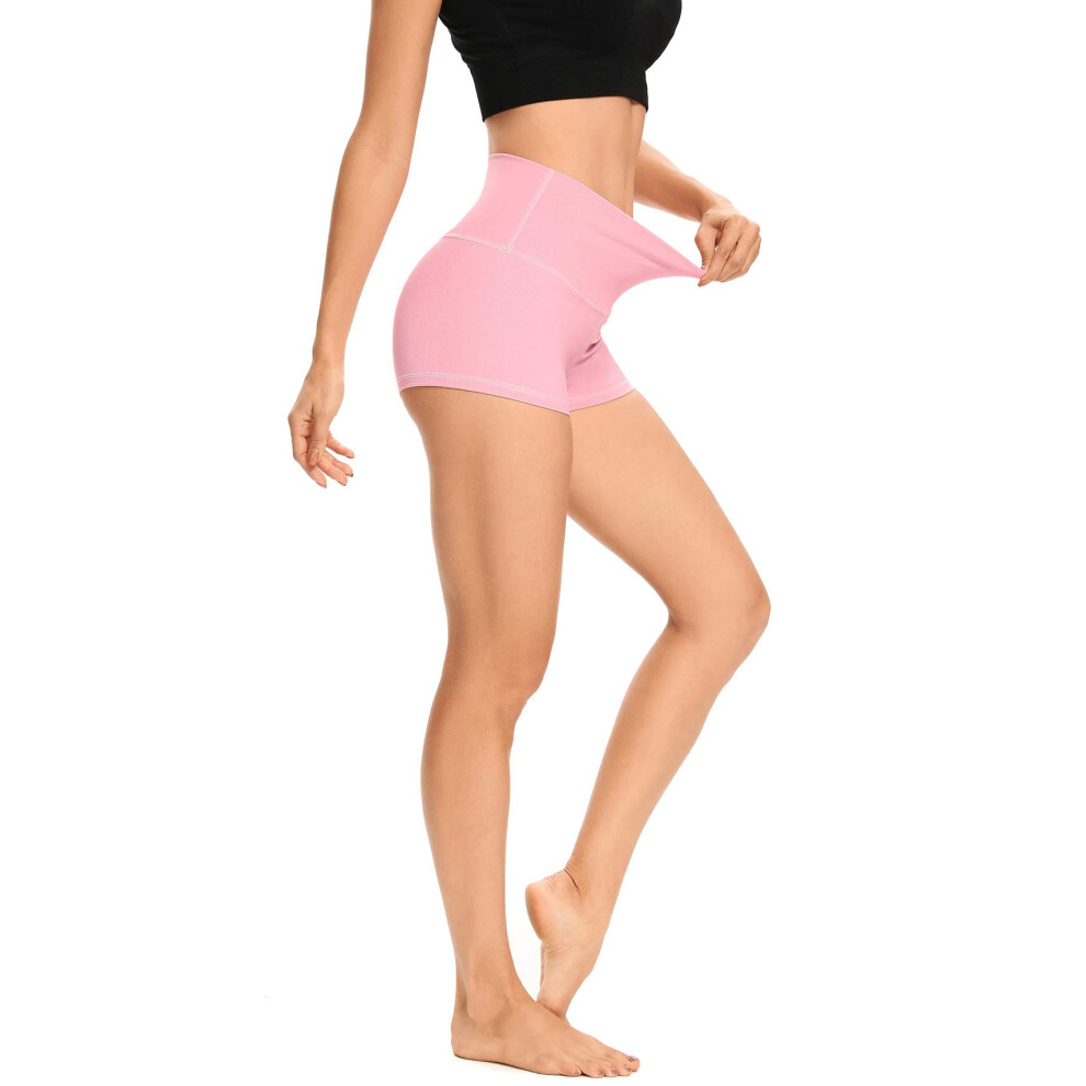 LXNMgO Femmes 2 Shorts de yoga taille haute Contr   le du ventre Biker Running Wor