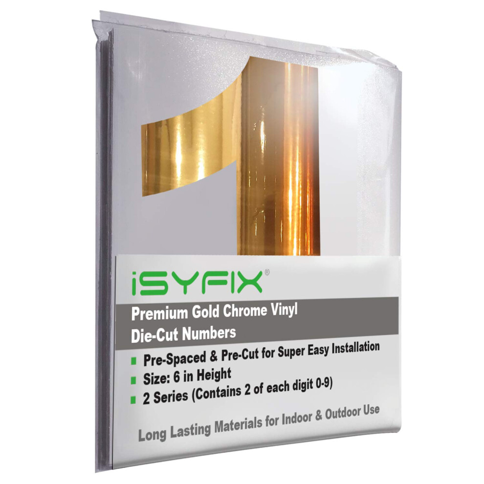 Pegatinas De N Meros De Vinilo Cromado Dorado Isyfix - Autoadhesivas De 6 Pulgadas (2 Unidades)-image
