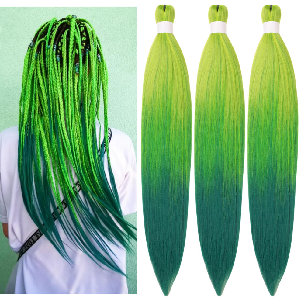 Leticia-Supple Ombre Green Braiding Hair Pre Stretched Kanekalon Braiding Hair