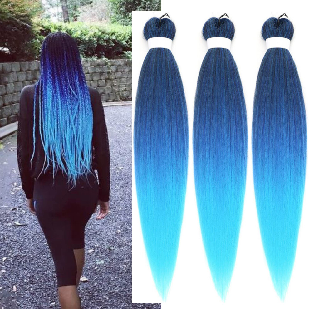 Leticia Ombre Blue Braiding Hair Pre Stretched Kanekalon Braiding Hair