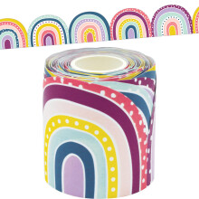 Risorse create dagli insegnanti Oh Happy Day Rainbows Bordo arrotolato fustellato - 50 piedi - Decora bacheche Pareti Scrivanie Finestre Porte Ar