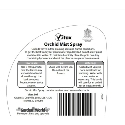 Vitax Orchid Feed Mist Spray Ready To Use Conditioning Seaweed Extract 750ml 2