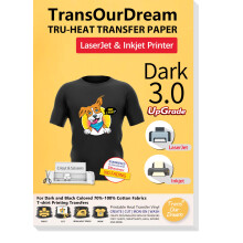 TransOurDream Tru-Heat-Transferpapier fr Tintenstrahl- und Laserstrahldrucker (20 Blatt 21,6 x 27,9 cm, Dunkel 3,0), bedruckbares HTV-Wrmetransfer-