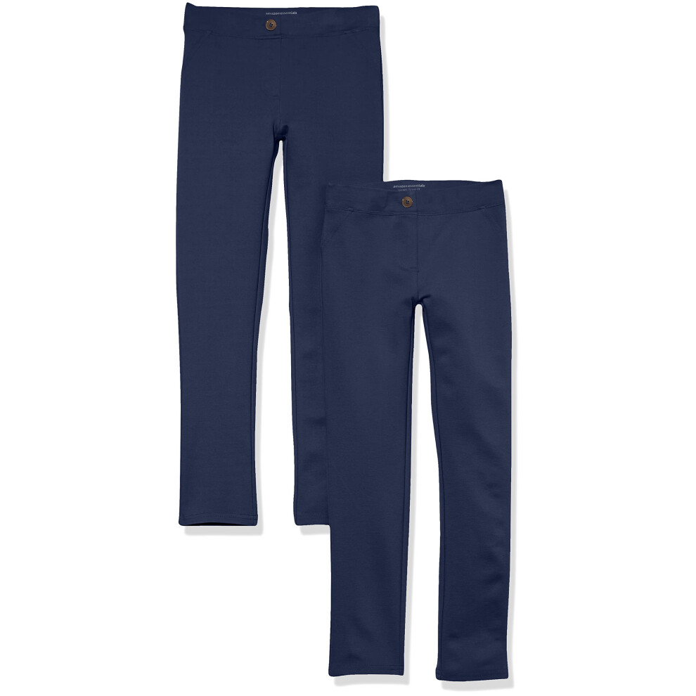 Amazon Essentials Toddler girls Uniform Slim Fit Ponte-Knit Pant  Pack of 2  Navy  2T