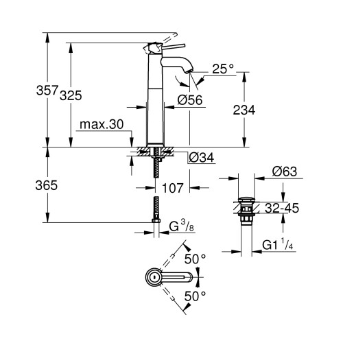 Grohe GROHE 23784000 Start Classic Miscelatore monocomando per lavabo Cromo 2