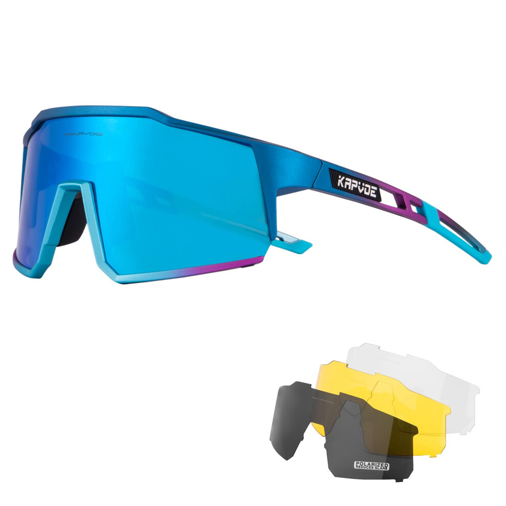 KAPVOE Polarized Cycling Glasses with 4 Interchangeable Lenses TR90 Sp