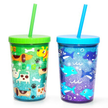 Home Tune 14oz Trinkbecher fr Kinder, 2er-Pack BPA-freier Becher mit Strohhalmdeckel, wiederverwendbare, leichte, auslaufsichere Wasserflasche mit